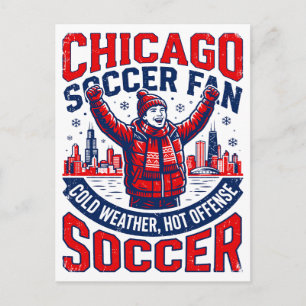 Cartão Postal Torcida de Futebol de Chicago no Inverno Aplaudind