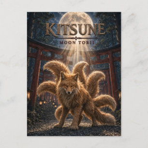 Cartão Postal Torii da Lua Kitsune Cinema Escuro