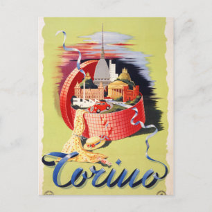 Cartão Postal Torino Turin Itália - Poster de Viagens vintage re