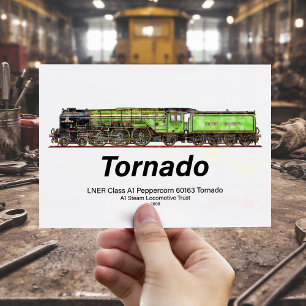 Cartão Postal Tornado Trem Vintage a Vapor Locomotiva Inglesa 