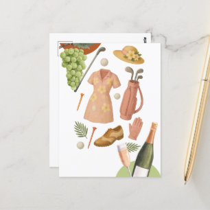 Cartão Postal Torneio de Golf Havaiano temido Lady Woman Golfer