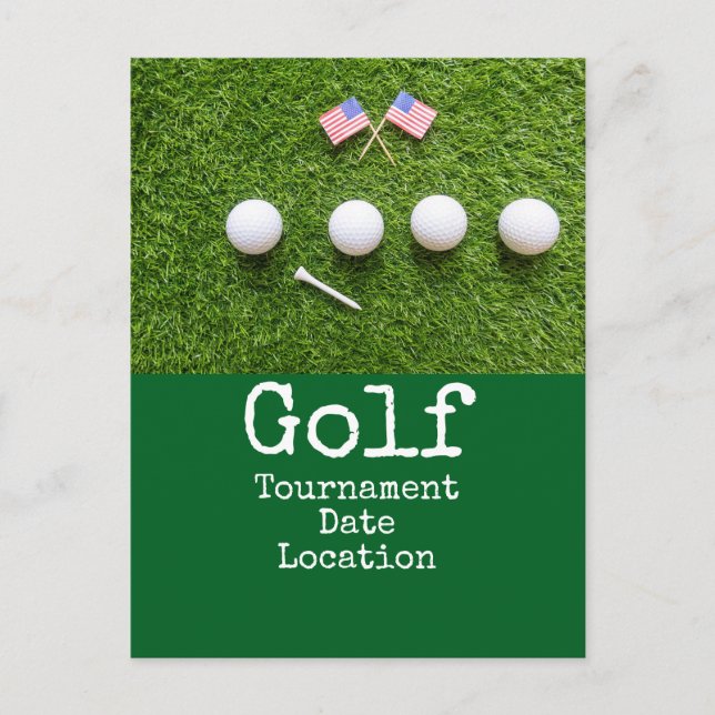Cartão Postal Torneio de golfe com bola de golfe com a bandeira  (Frente)