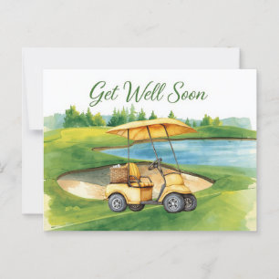 Cartão Postal Torneio de golfe Recupere-se logo com carrinho de 