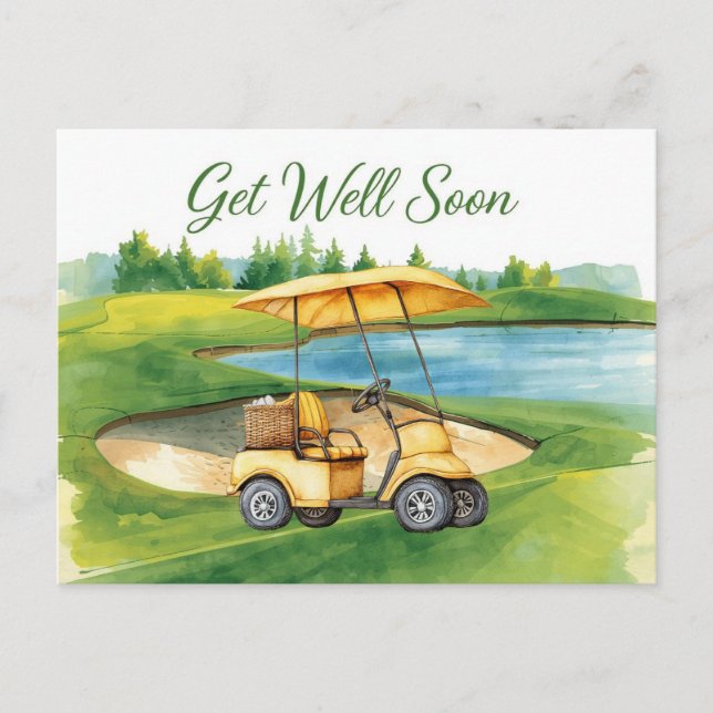Cartão Postal Torneio de golfe Recupere-se logo com carrinho de  (Frente)