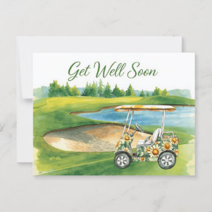 Cartão Postal Torneio de golfe Recupere-se logo com carrinho de