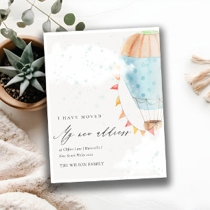 Cartão Postal Torneira de Nuvens de Balão de Ar Quente Azul, Gel