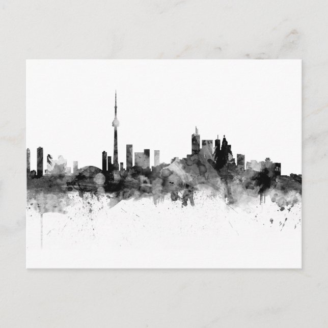 Cartão Postal Toronto Canada Skyline Black White (Frente)