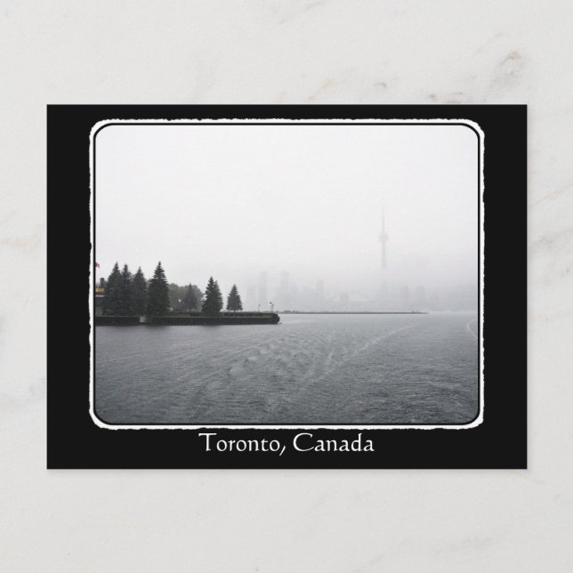 Cartão Postal Toronto Harbor Skyline na Chuva com fronteira (Frente)