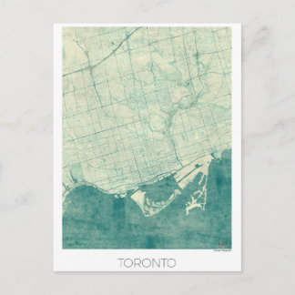 Cartão Postal Toronto Map Blue Vintage Watercolor