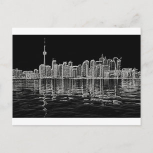 Cartão Postal Toronto Skyline em Preto e Branco