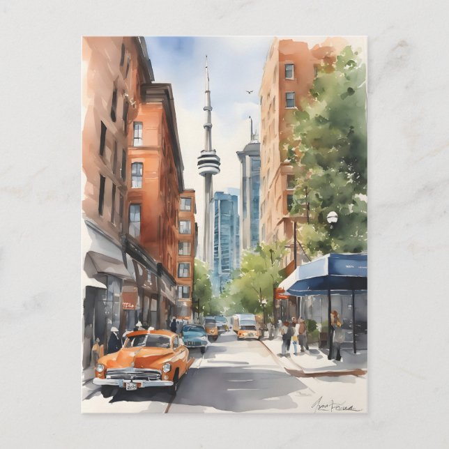 Cartão Postal Toronto watercolor art (Frente)