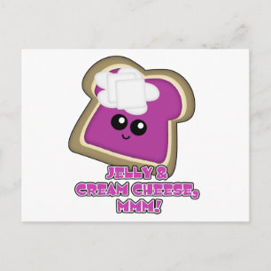 Cartão Postal Torrada Kawaii com Geléia e Cream Cheese