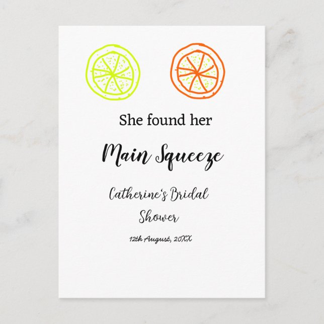 Cartão Postal Torrão de açúcar limão cítrico chá de panela noiva (Frente)