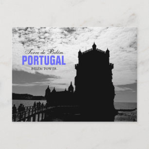 Cartão Postal Torre branca preta de Belem Silhuette 2 Torre Be