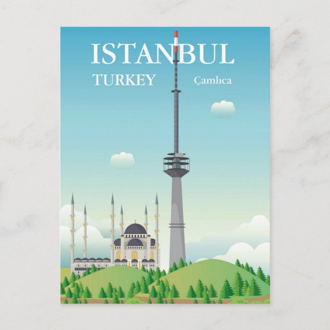 Cartão Postal Torre Camlica | Istambul, Turquia (Frente)