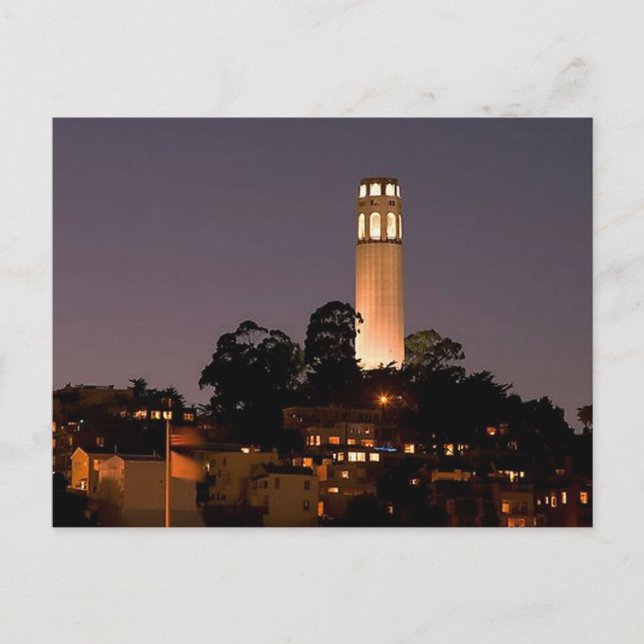 Cartão Postal Torre Coit à Noite (Frente)