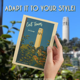 Cartão Postal Torre Coit em Telegraph Hill, Viagens em São Franc