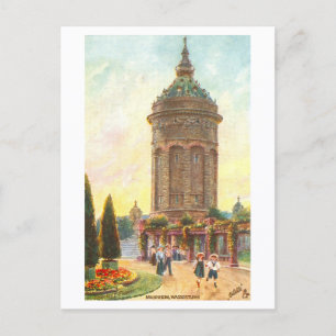 Cartão Postal Torre de Água Antiga, Mannheim, Alemanha