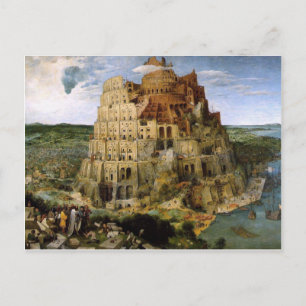 Cartão Postal Torre de Babel por Brueghel