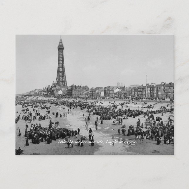 Cartão Postal Torre de Blackpool & passeio marítimo, Inglaterra  (Frente)
