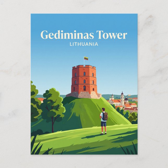Cartão Postal Torre de Gediminas Lituânia (Frente)