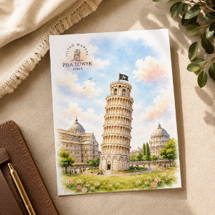 Cartão Postal Torre de Pisa, Itália Paisagem Arquitetônica