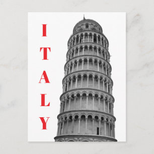 Cartão Postal Torre de Pisa Itália Preto Branco