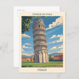 Cartão Postal Torre de Pisa Itália Viagens vintage Elegante de A