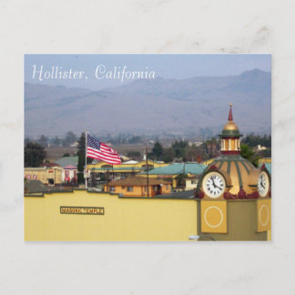 Cartão Postal Torre de relógio de templo maçônico em Hollister, 