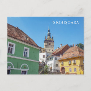Cartão Postal Torre de Relógio de Varisoara e edifícios exibem c