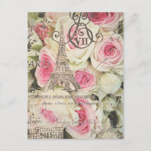 Cartão Postal torre de retro de moda feminina paris eiffel
