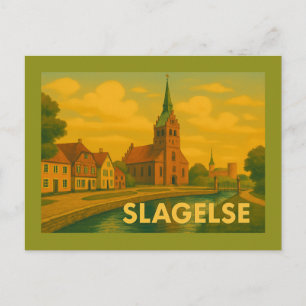 Cartão Postal Torre de Slagelse Dinamarca