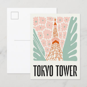 Cartão Postal Torre de Tóquio - viagem de arte floral no Japão