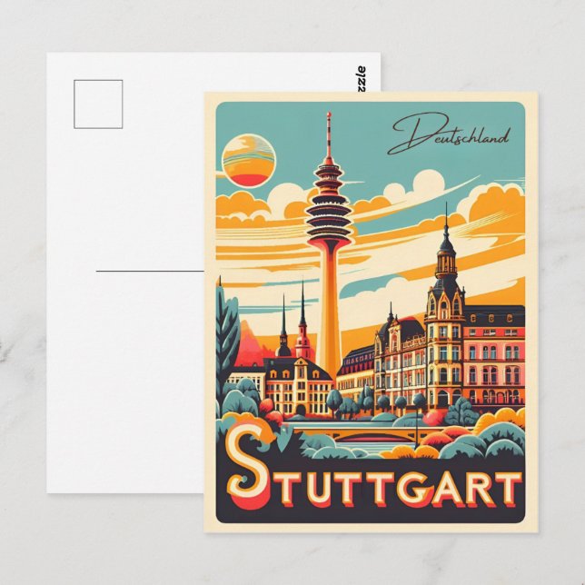 Cartão Postal Torre de TV de Stuttgart - Fernsehturm presente al (Frente/Verso)
