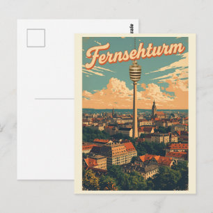 Cartão Postal Torre de TV Retro Stuttgart Fernsehturm presente a