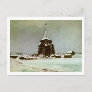 Cartão Postal Torre do Antigo Cemitério na Neve, Van Gogh Arte R