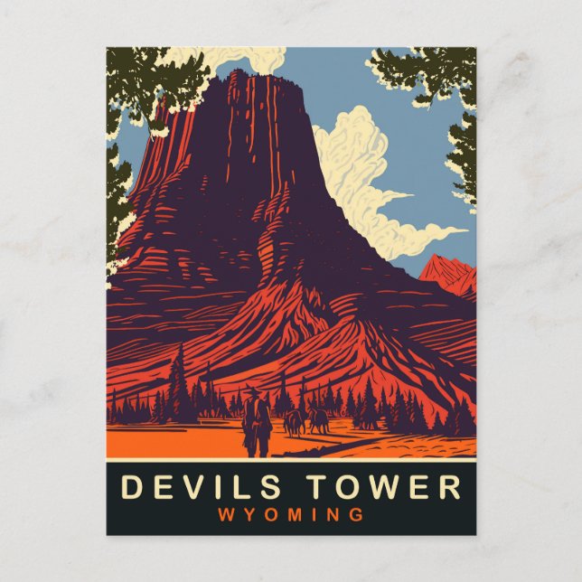 Cartão Postal Torre do Diabo, Wyoming, Viagem (Frente)