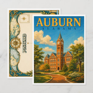Cartão Postal Torre do Relógio de Auburn Alabama GeoSaga