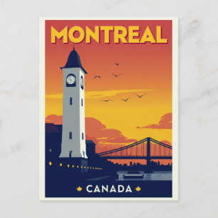 Cartão Postal Torre do Relógio de Montreal Viagem Vintage