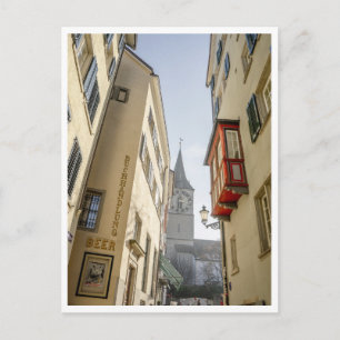 Cartão Postal Torre do Relógio de Zurique Suíça & Placa de Cerve