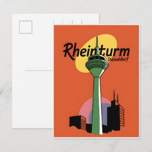 Cartão Postal Torre do Reno Dusseldorf Rheinturm presente alemão