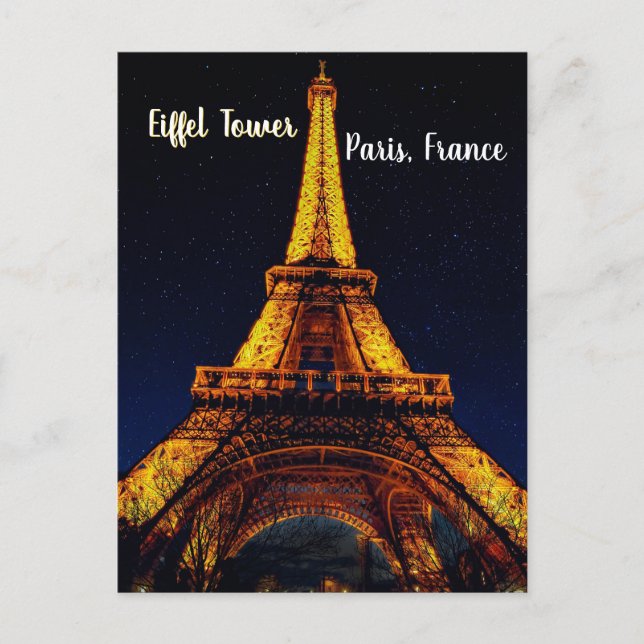 Cartão Postal Torre Eiffel à Noite – Paris (Frente)
