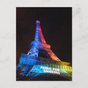 Cartão Postal Torre Eiffel Arco-íris Feita para Compartilhar Par