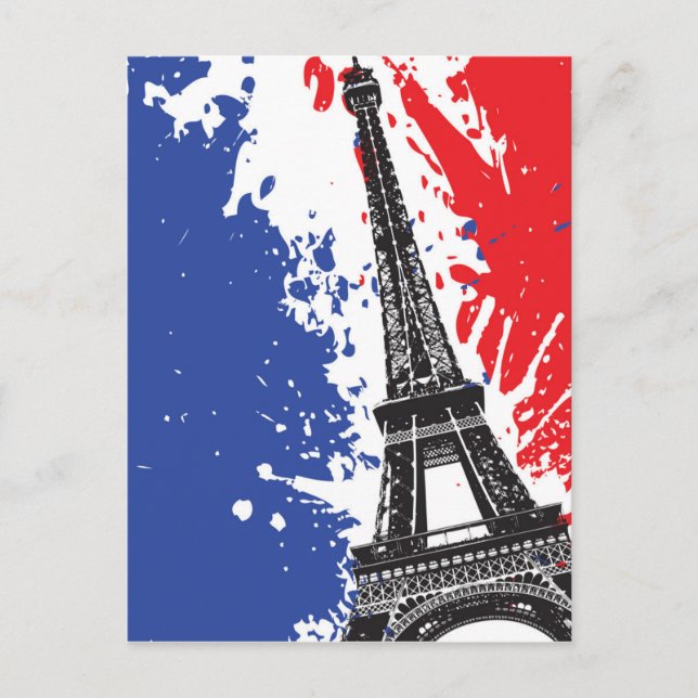 Cartão Postal Torre Eiffel | bandeira do Grunge de Paris, France (Frente)