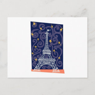 Cartão Postal Torre Eiffel com estrelas e espirais