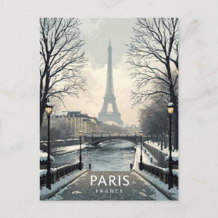 Cartão Postal Torre Eiffel de Paris Inverno Neve