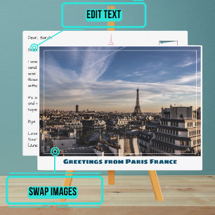 Cartão Postal Torre Eiffel e terraços de Paris