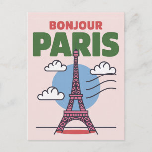 Cartão Postal Torre Eiffel Icônica Retro Paris Cidade Francesa
