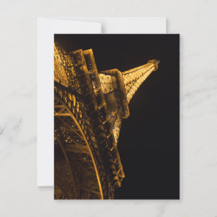 Cartão Postal Torre Eiffel Iluminada à Noite em Paris