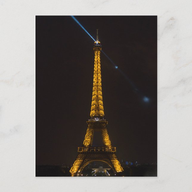Cartão Postal Torre Eiffel Iluminada: Paris à Noite (Frente)